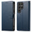 DF-012 For Samsung Galaxy S25 Ultra Case Litchi Texture Leather Wallet Stand Phone Cover - Dark Blue - 1