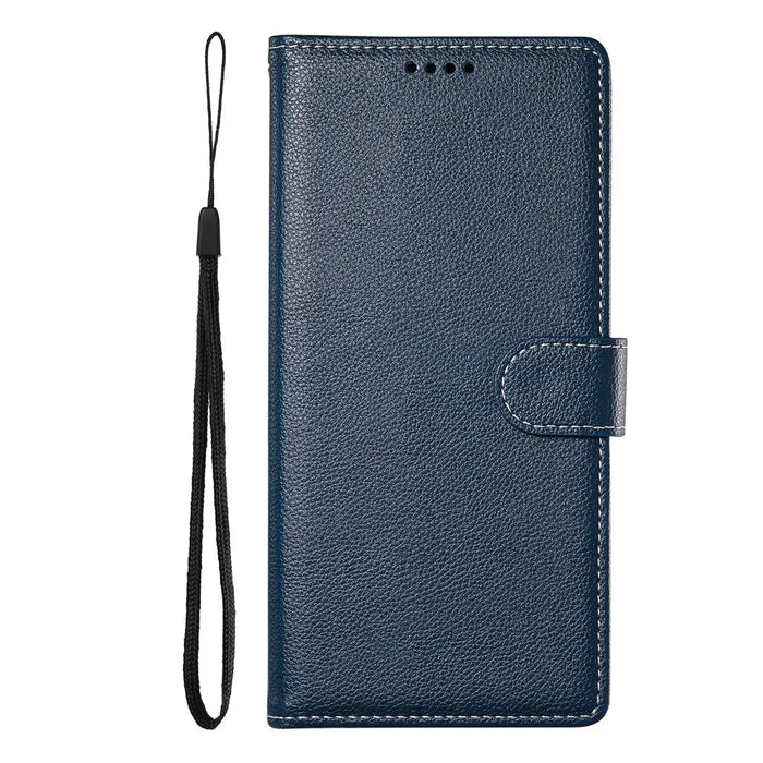 DF-012 For Samsung Galaxy S25 Ultra Case Litchi Texture Leather Wallet Stand Phone Cover - Dark Blue - 7