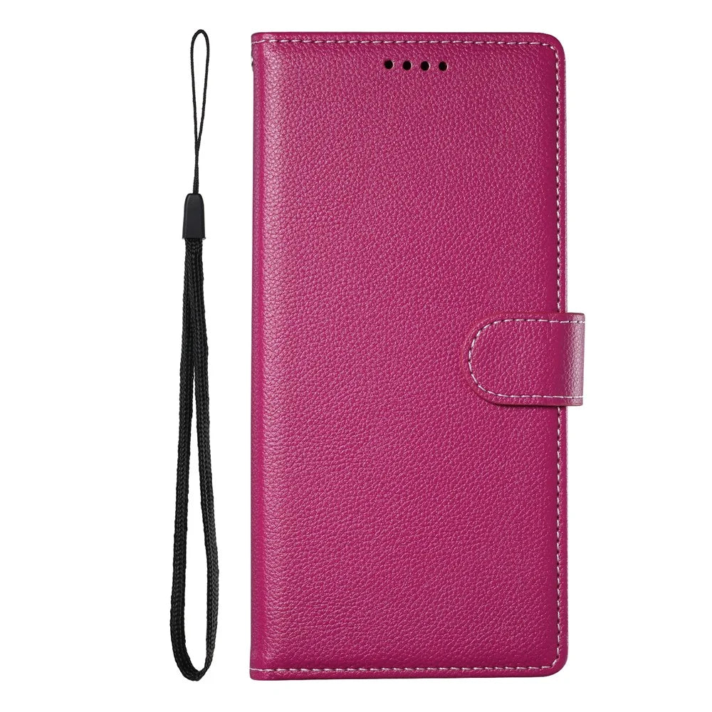 DF-012 For Samsung Galaxy A34 5G Case Litchi Texture Leather Magnetic Clasp Wallet Stand Phone Cover - Rose - 7