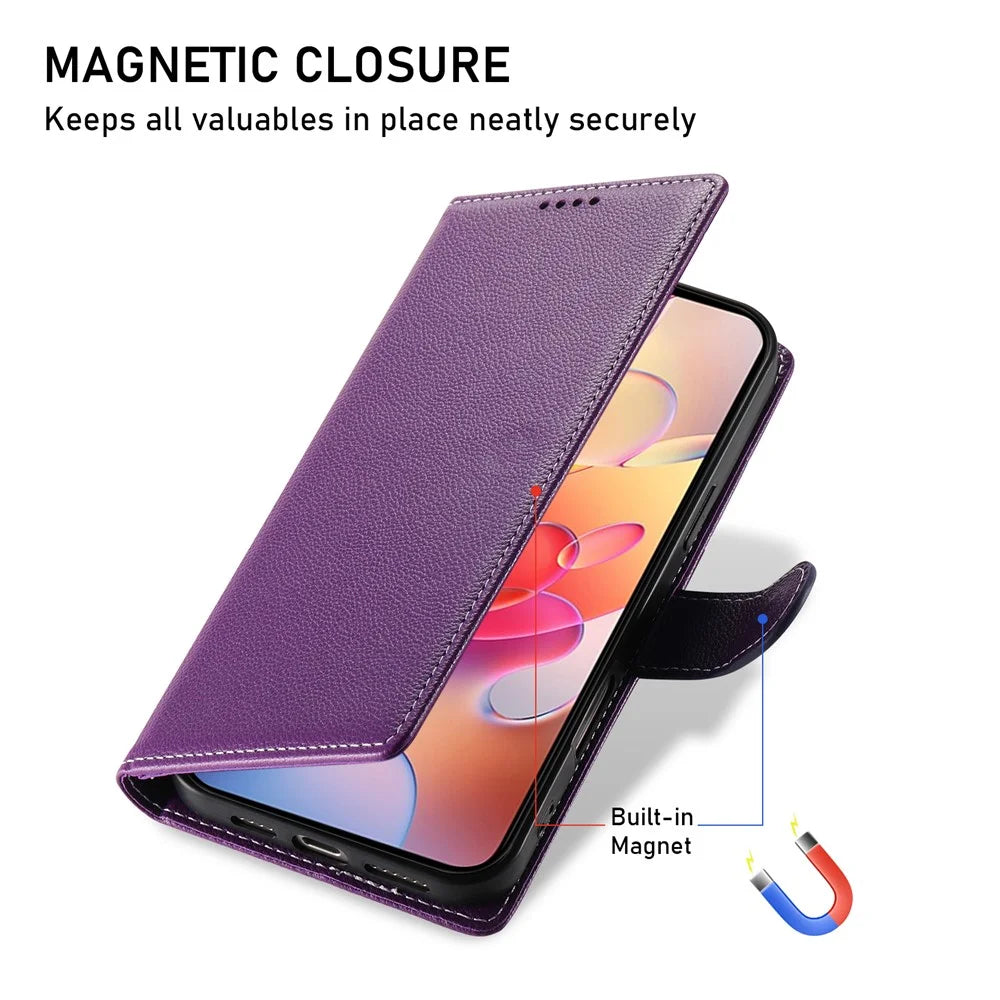 DF-012 For Samsung Galaxy A36 5G Case Litchi Texture Leather Magnetic Clasp Wallet Stand Phone Cover - Purple - 6