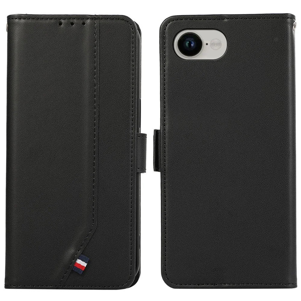 For iPhone 17e / 16e Case RFID Blocking Flip Leather Phone Cover - Black - 1