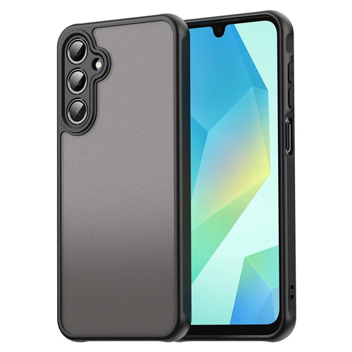 For Samsung Galaxy A16 5G / A16 4G Phone Case Drop Proof Airbags Frosted Translucent PC + TPU Back Cover - Black - 1
