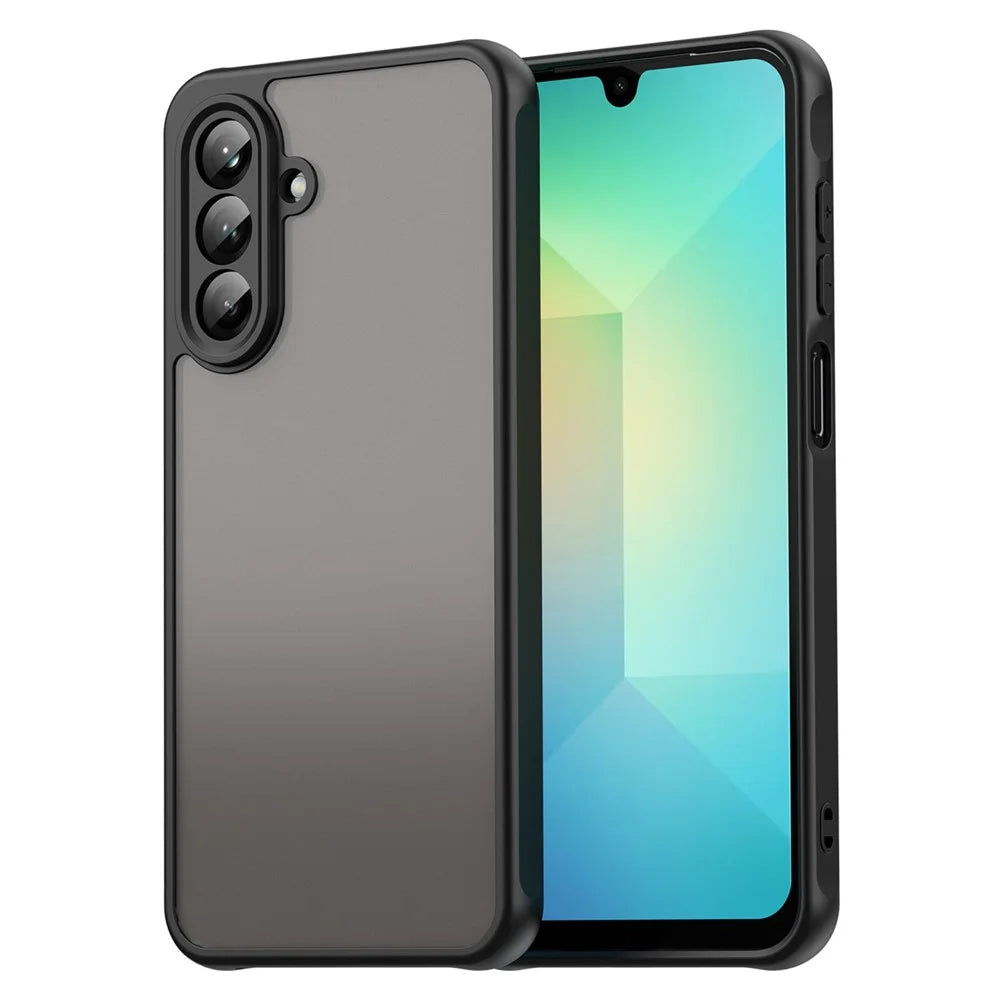 For Samsung Galaxy A26 5G Phone Case Drop Proof Airbags Frosted Translucent PC + TPU Back Cover - Black - 1