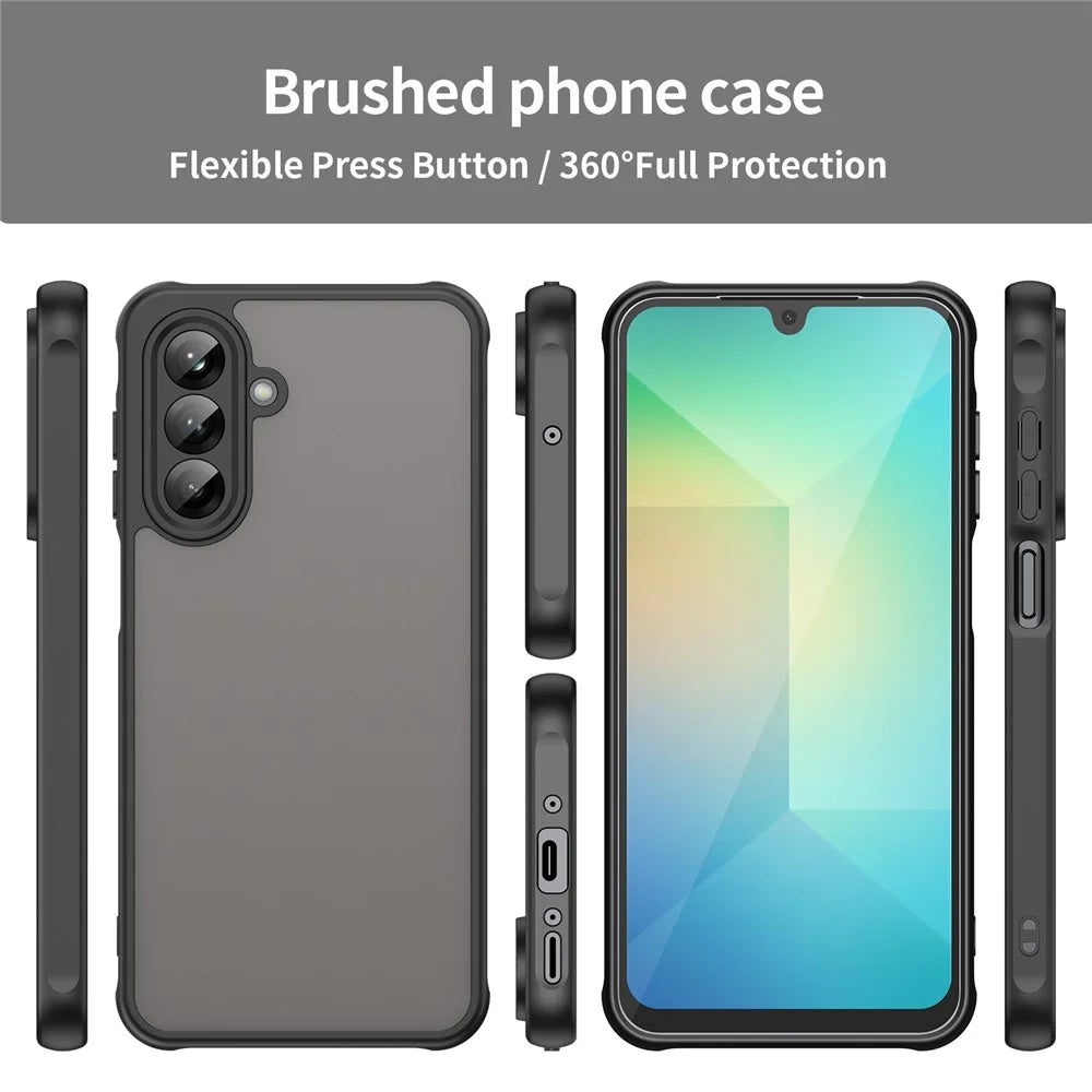 For Samsung Galaxy A26 5G Phone Case Drop Proof Airbags Frosted Translucent PC + TPU Back Cover - Black - 3