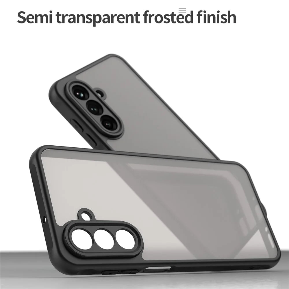 For Samsung Galaxy A26 5G Phone Case Drop Proof Airbags Frosted Translucent PC + TPU Back Cover - Black - 5