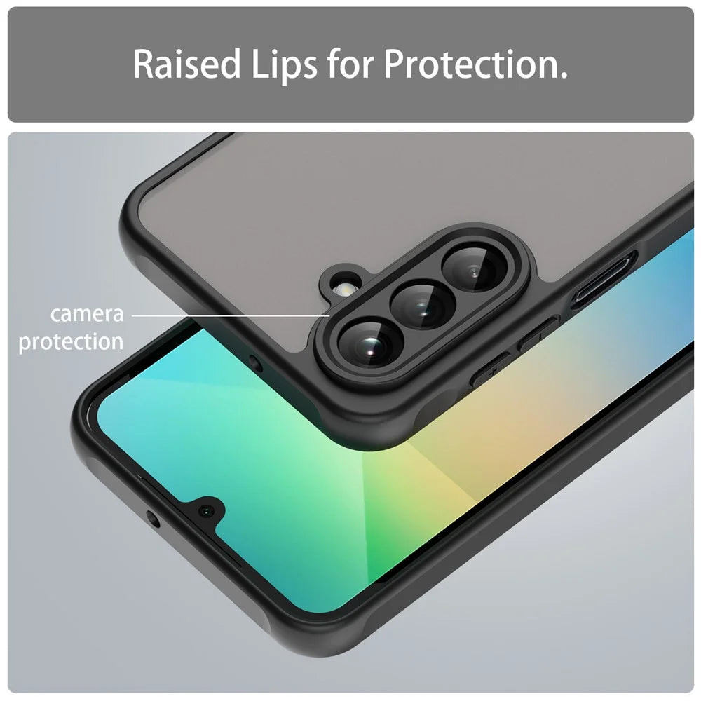 For Samsung Galaxy A26 5G Phone Case Drop Proof Airbags Frosted Translucent PC + TPU Back Cover - Black - 7