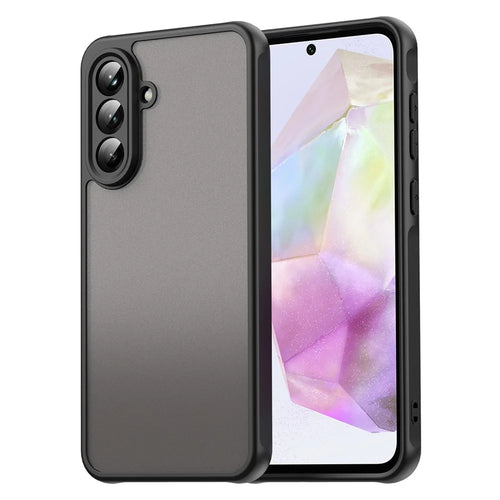 For Samsung Galaxy A36 5G Phone Case Drop Proof Airbags Frosted Translucent PC + TPU Back Cover - Black - 1