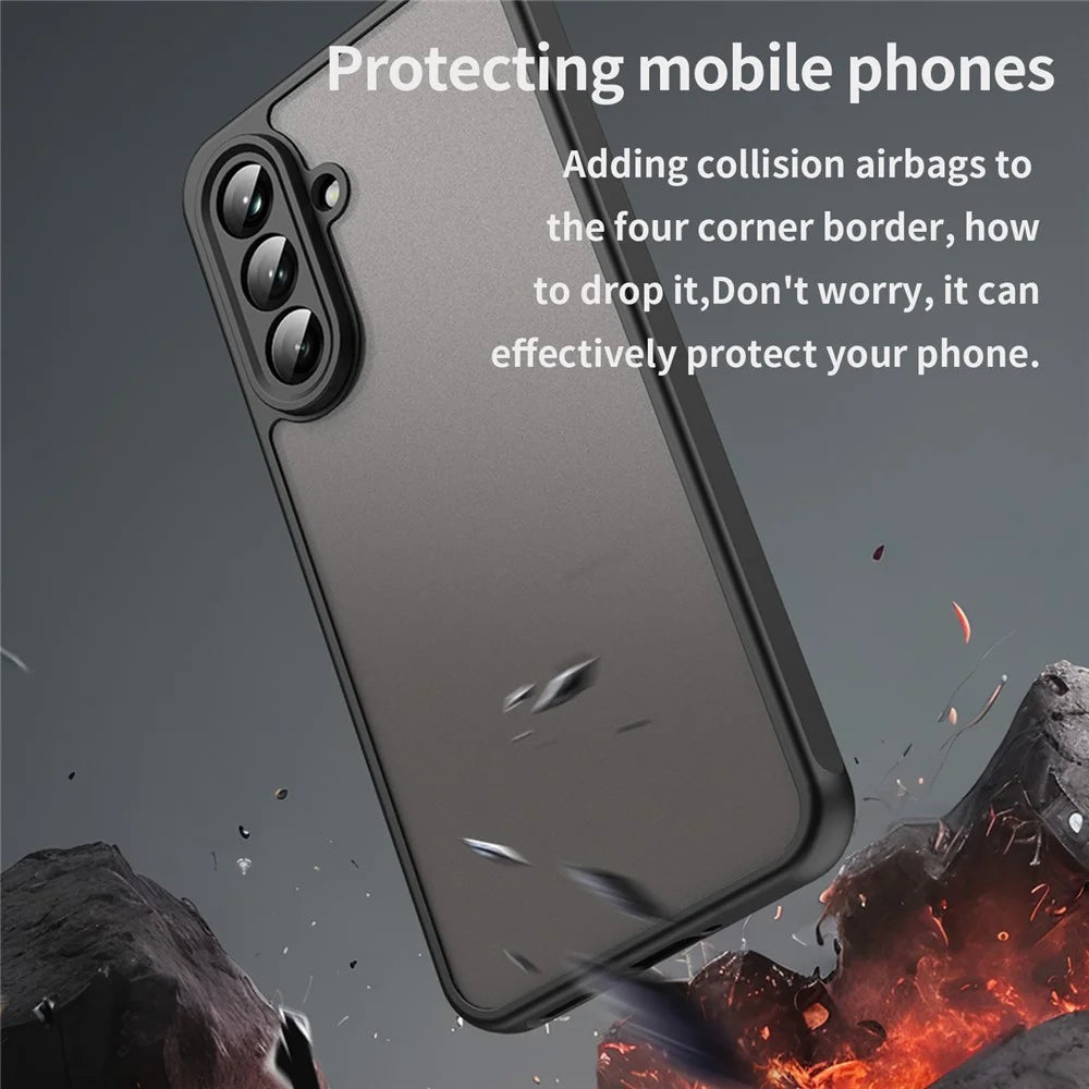 For Samsung Galaxy A36 5G Phone Case Drop Proof Airbags Frosted Translucent PC + TPU Back Cover - Black - 4