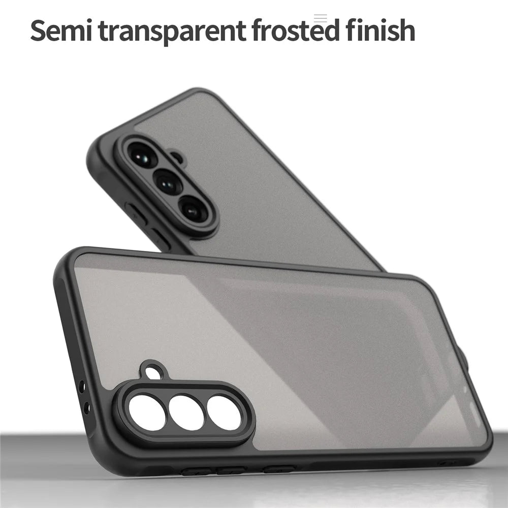 For Samsung Galaxy A36 5G Phone Case Drop Proof Airbags Frosted Translucent PC + TPU Back Cover - Black - 5