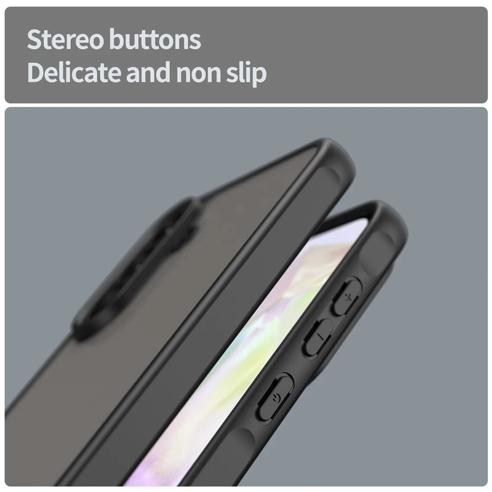 For Samsung Galaxy A36 5G Phone Case Drop Proof Airbags Frosted Translucent PC + TPU Back Cover - Black - 6