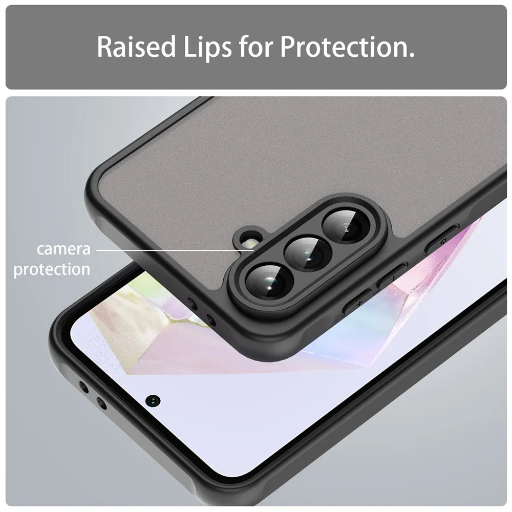 For Samsung Galaxy A56 5G Phone Case Drop Proof Airbags Frosted Translucent PC + TPU Back Cover - Black - 7
