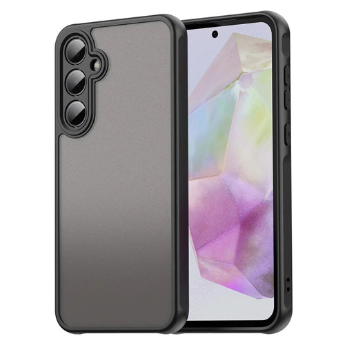 For Samsung Galaxy A35 5G Phone Case Drop Proof Airbags Frosted Translucent PC + TPU Back Cover - Black - 1