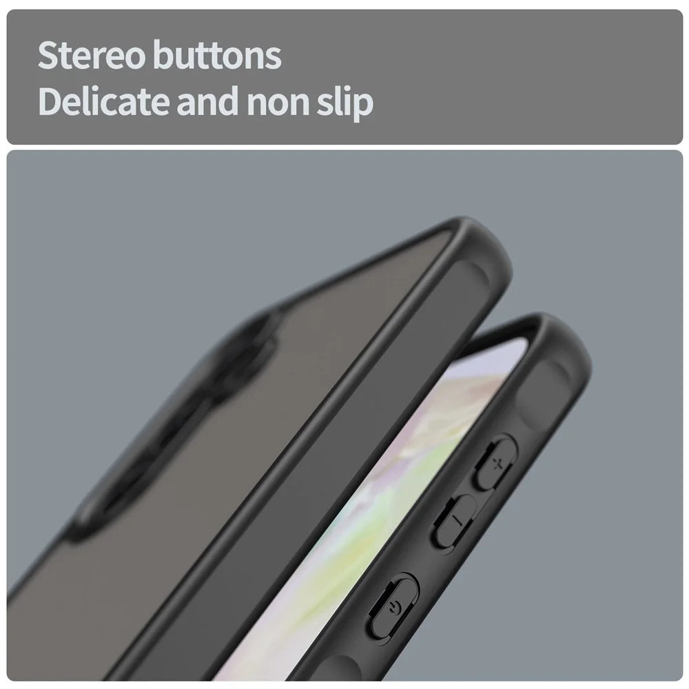 For Samsung Galaxy A35 5G Phone Case Drop Proof Airbags Frosted Translucent PC + TPU Back Cover - Black - 6