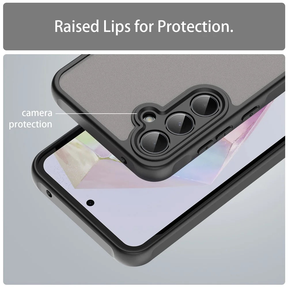 For Samsung Galaxy A35 5G Phone Case Drop Proof Airbags Frosted Translucent PC + TPU Back Cover - Black - 7
