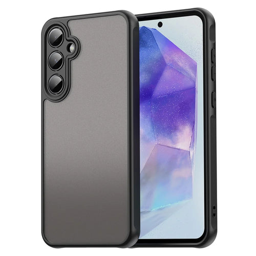 For Samsung Galaxy A55 5G Phone Case Drop Proof Airbags Frosted Translucent PC + TPU Back Cover - Black - 1
