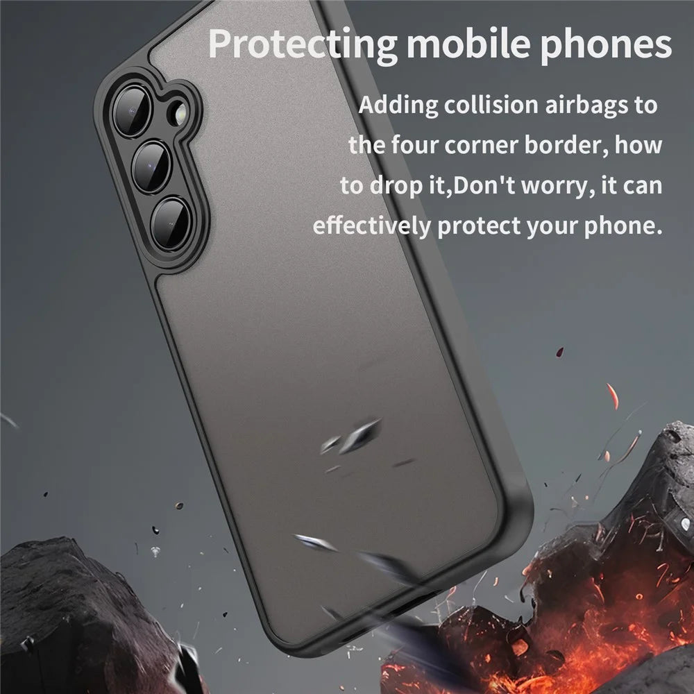 For Samsung Galaxy A55 5G Phone Case Drop Proof Airbags Frosted Translucent PC + TPU Back Cover - Black - 4
