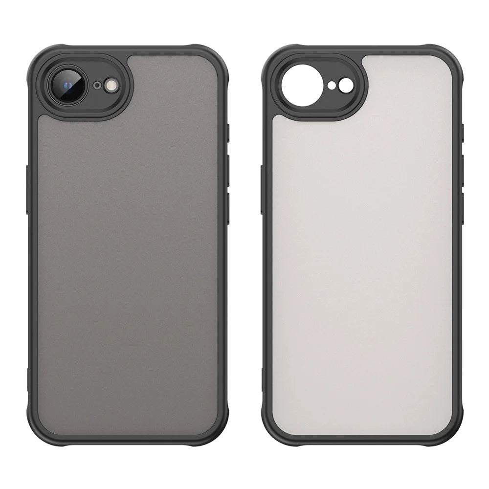 For iPhone 17e / 16e Case Drop Proof Airbags Frosted Translucent PC + TPU Phone Back Cover - Black - 2