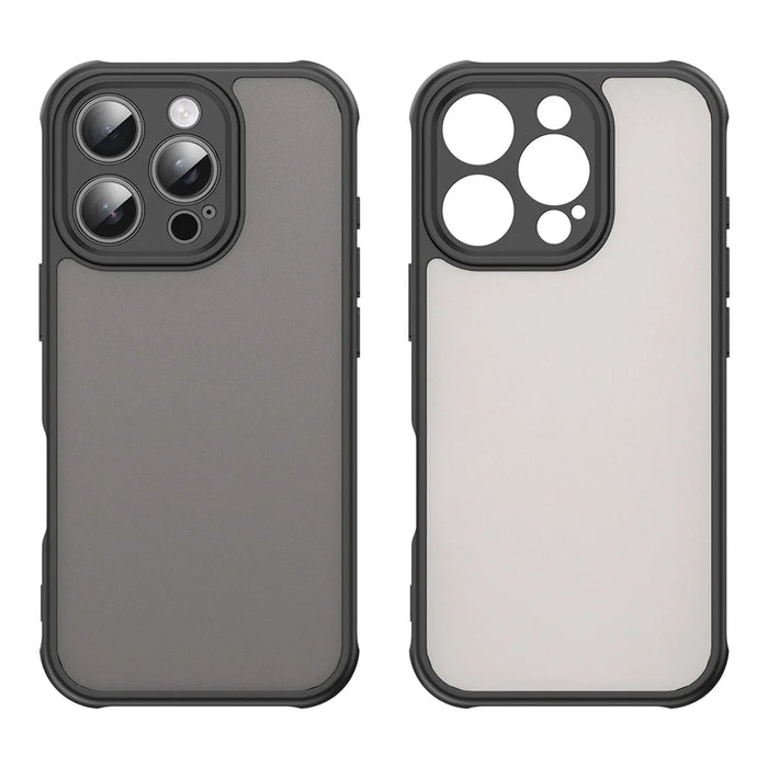 For iPhone 16 Pro Phone Case Drop Proof Airbags Frosted Translucent PC + TPU Back Cover - Black - 2