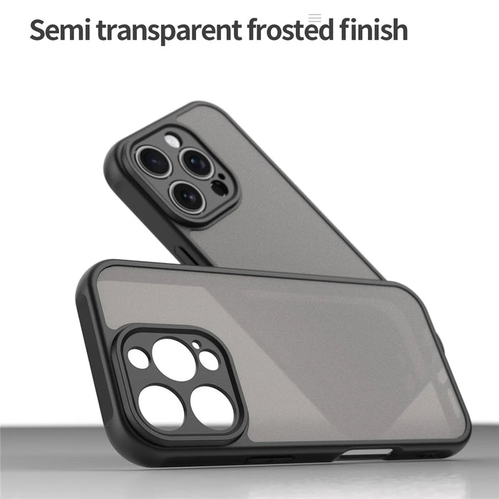 For iPhone 16 Pro Phone Case Drop Proof Airbags Frosted Translucent PC + TPU Back Cover - Black - 5