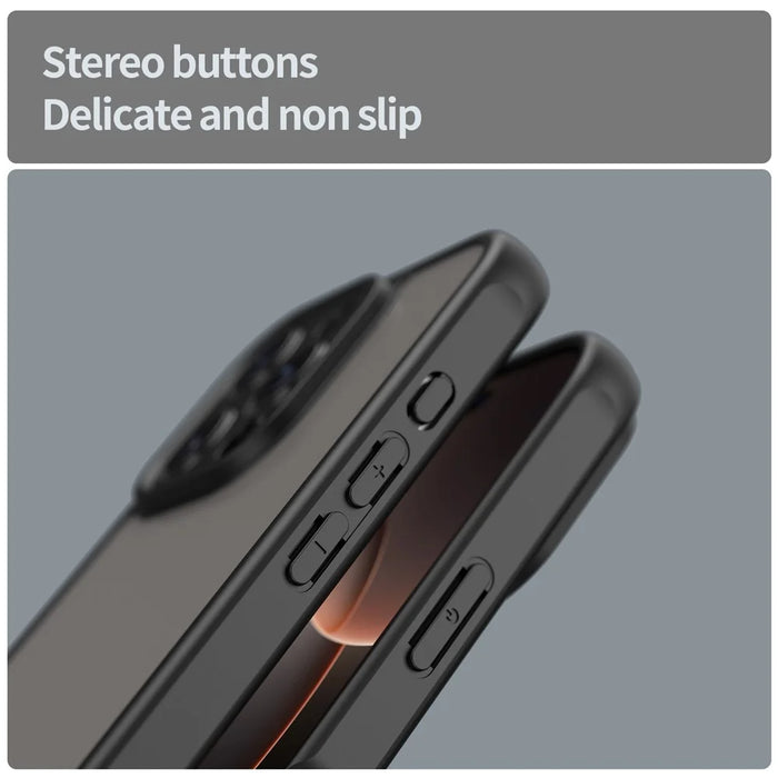 For iPhone 16 Pro Phone Case Drop Proof Airbags Frosted Translucent PC + TPU Back Cover - Black - 6