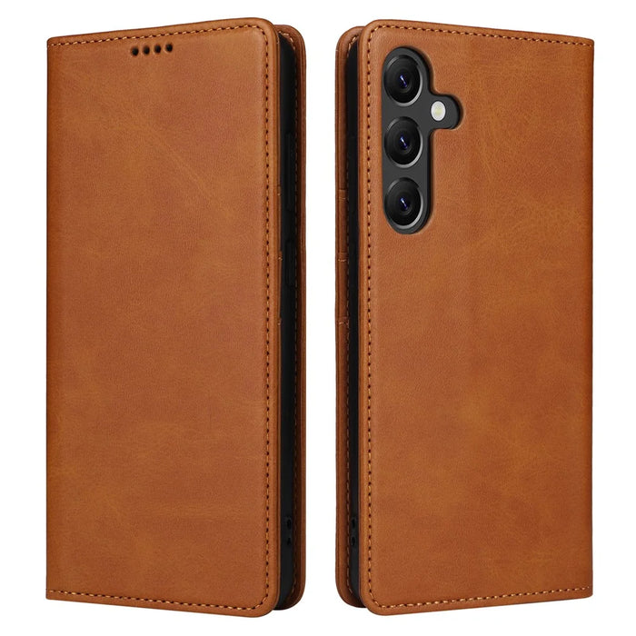 For Samsung Galaxy A26 5G Case RFID Blocking PU Leather Phone Wallet Cover - Brown - 1