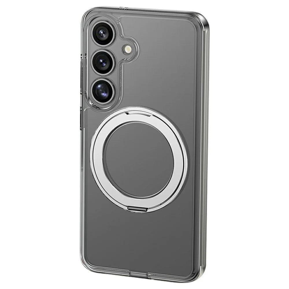 XUNDD Zero Sense Series For Samsung Galaxy S25 Magnetic Case Rotating Kickstand PC+TPU Phone Cover - Silver - 1