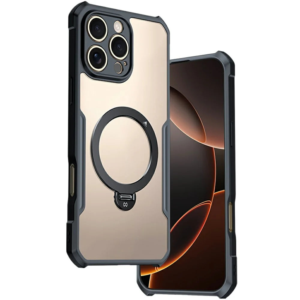 XUNDD For iPhone 16 Pro Case 360 Degree Magnetic Rotating Kickstand Shockproof Phone Cover - 1