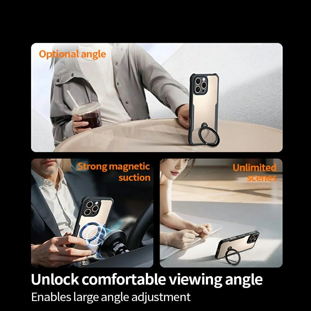 XUNDD For iPhone 16 Pro Case 360 Degree Magnetic Rotating Kickstand Shockproof Phone Cover - 6