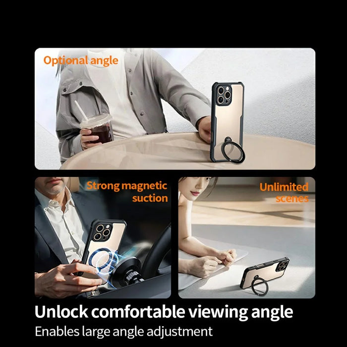 XUNDD For iPhone 16 Pro Case 360 Degree Magnetic Rotating Kickstand Shockproof Phone Cover - 6