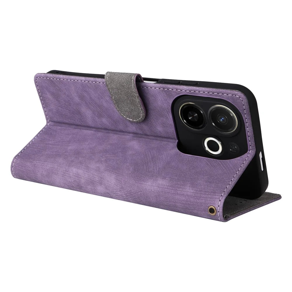 For TECNO Spark 30C 5G KL8H / Pop 9 5G KL4 Case Wallet RFID Blocking PU Leather Cover Viewing Stand - Purple - 4