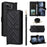 For Asus Zenfone 12 Ultra 5G Wallet Case with Shoulder / Wrist Strap Leather Phone Cover Stand - Black - 1