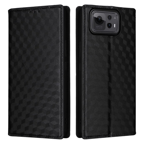 For Asus Zenfone 12 Ultra 5G Case Wallet Rhombus Imprinted Leather Phone Cover - Black - 1