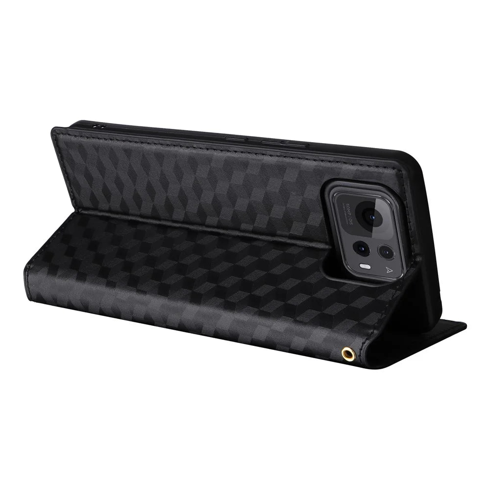 For Asus Zenfone 12 Ultra 5G Case Wallet Rhombus Imprinted Leather Phone Cover - Black - 4