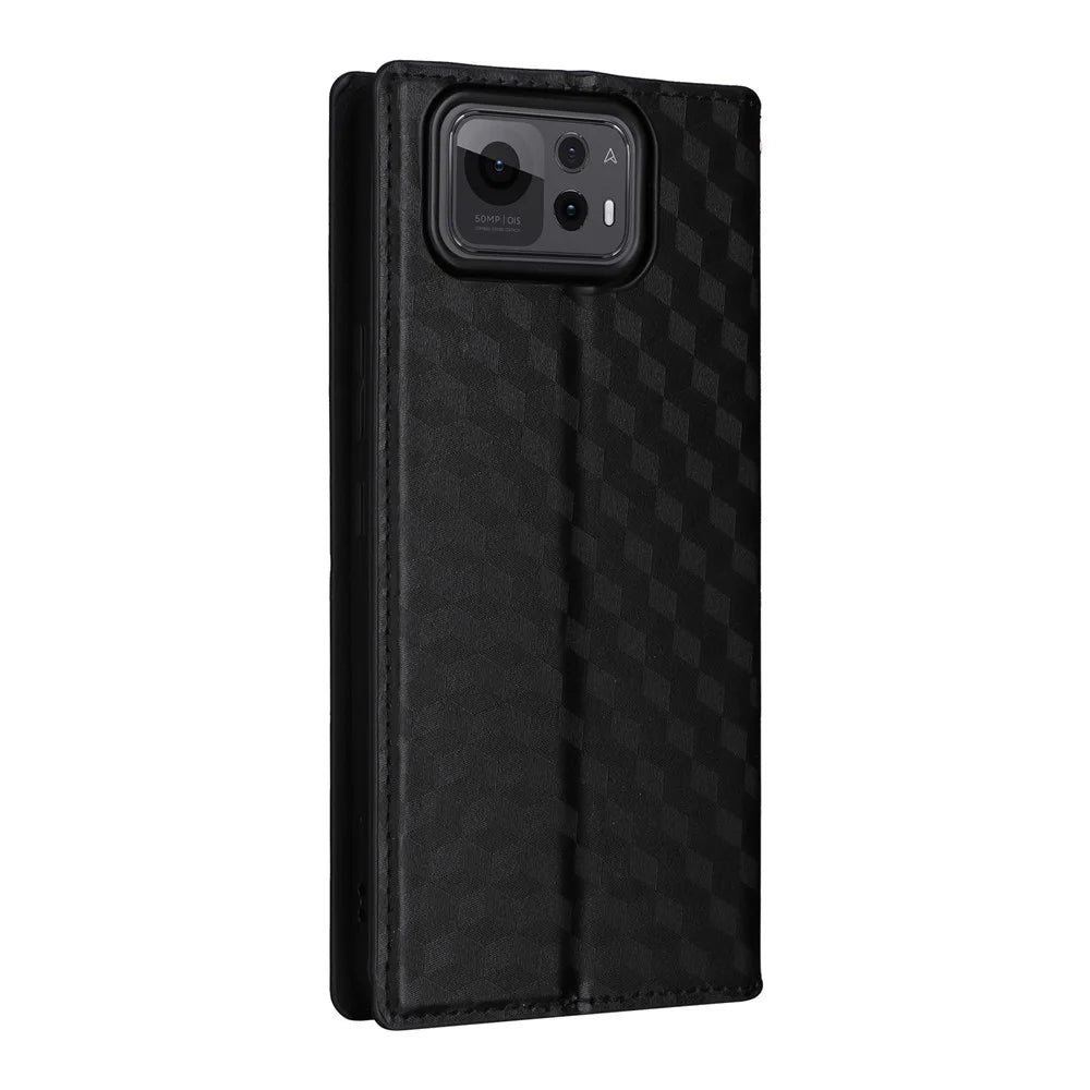 For Asus Zenfone 12 Ultra 5G Case Wallet Rhombus Imprinted Leather Phone Cover - Black - 6