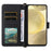 For Samsung Galaxy S24 Wallet Case with Shoulder / Wrist Strap Leather Phone Cover Stand - Black - 6