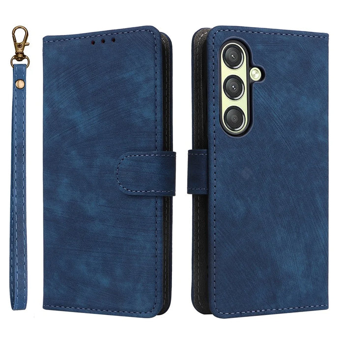 For Samsung Galaxy S25+ Case Wallet RFID Blocking PU Leather Cover Viewing Stand - Blue - 1