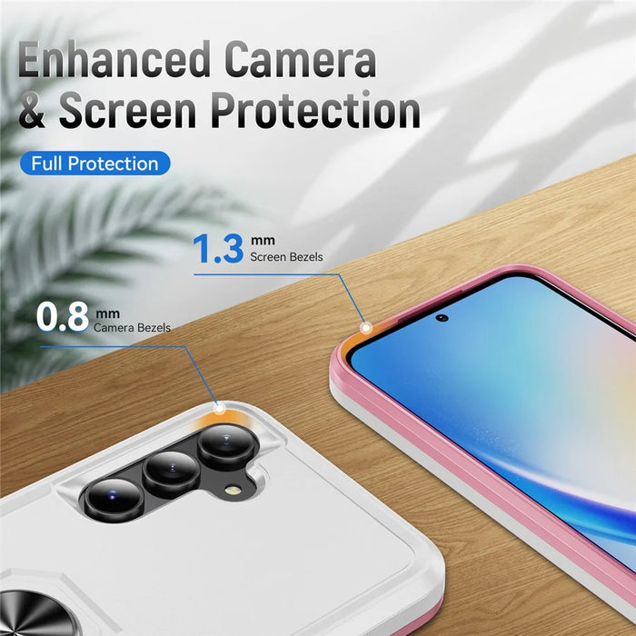 For Samsung Galaxy A55 5G  /  A35 5G Case Military Grade Ring Kickstand PC + TPU Phone Cover - White  /  Pink - 6
