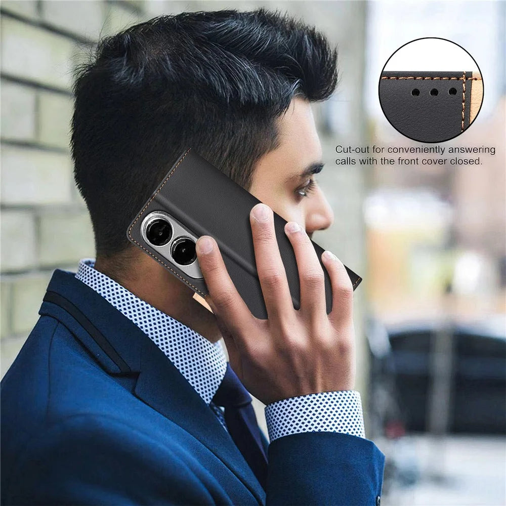 BINFEN COLOR BF33 for Samsung Galaxy S25 Edge Leather Case Splicing Color RFID Blocking Wallet Stand Phone Cover - Black - 5