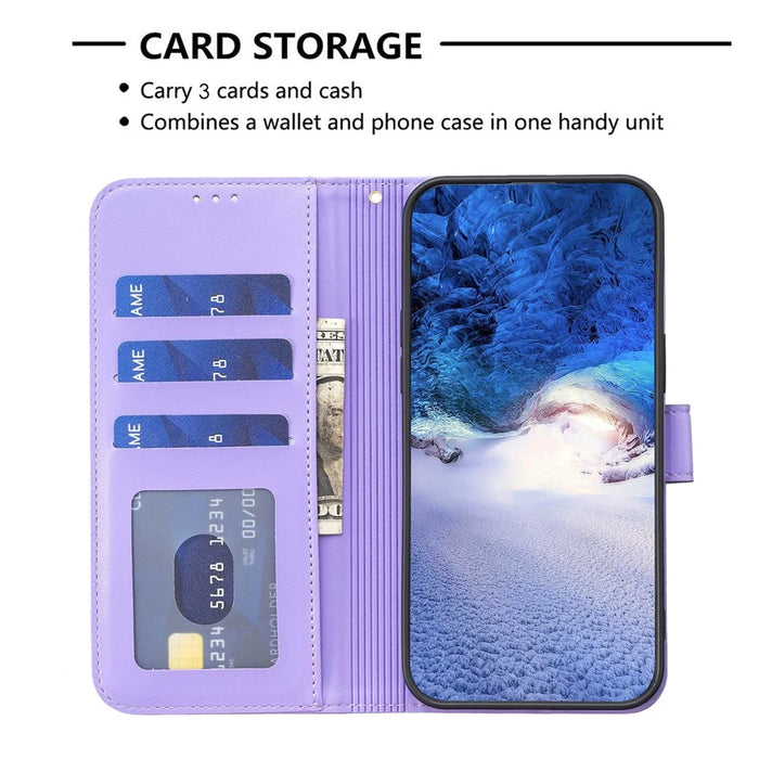 For Samsung Galaxy S25 Edge Case Clover Pattern Wallet Stand View Leather Phone Cover - Purple - 2