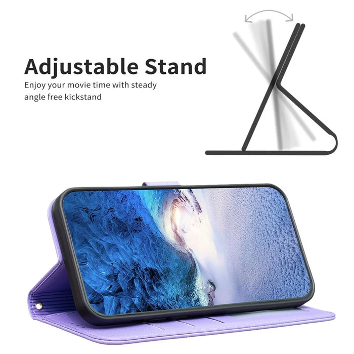 For Samsung Galaxy S25 Edge Case Clover Pattern Wallet Stand View Leather Phone Cover - Purple - 3