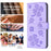 For Samsung Galaxy S25 Edge Case Clover Pattern Wallet Stand View Leather Phone Cover - Purple - 5