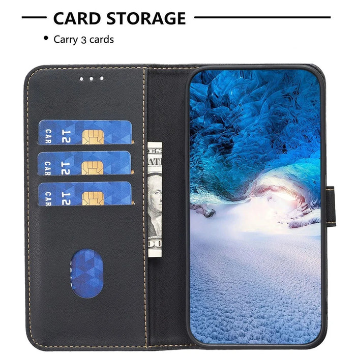 BINFEN COLOR BF17 For Samsung Galaxy S25 Edge Case Wallet Folio Flip Leather Cover - Black - 2