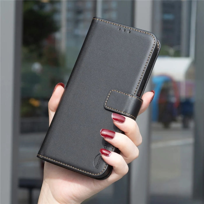 BINFEN COLOR BF17 For Samsung Galaxy S25 Edge Case Wallet Folio Flip Leather Cover - Black - 7