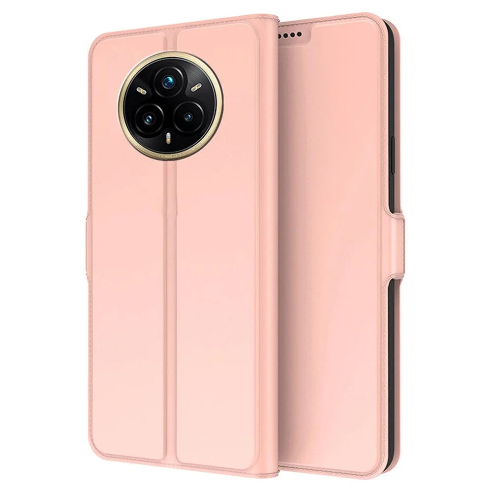For Realme 14 Pro+ 5G Case Shockproof TPU Inner Shell Leather Phone Cover Card Slot - Rose Gold - 1
