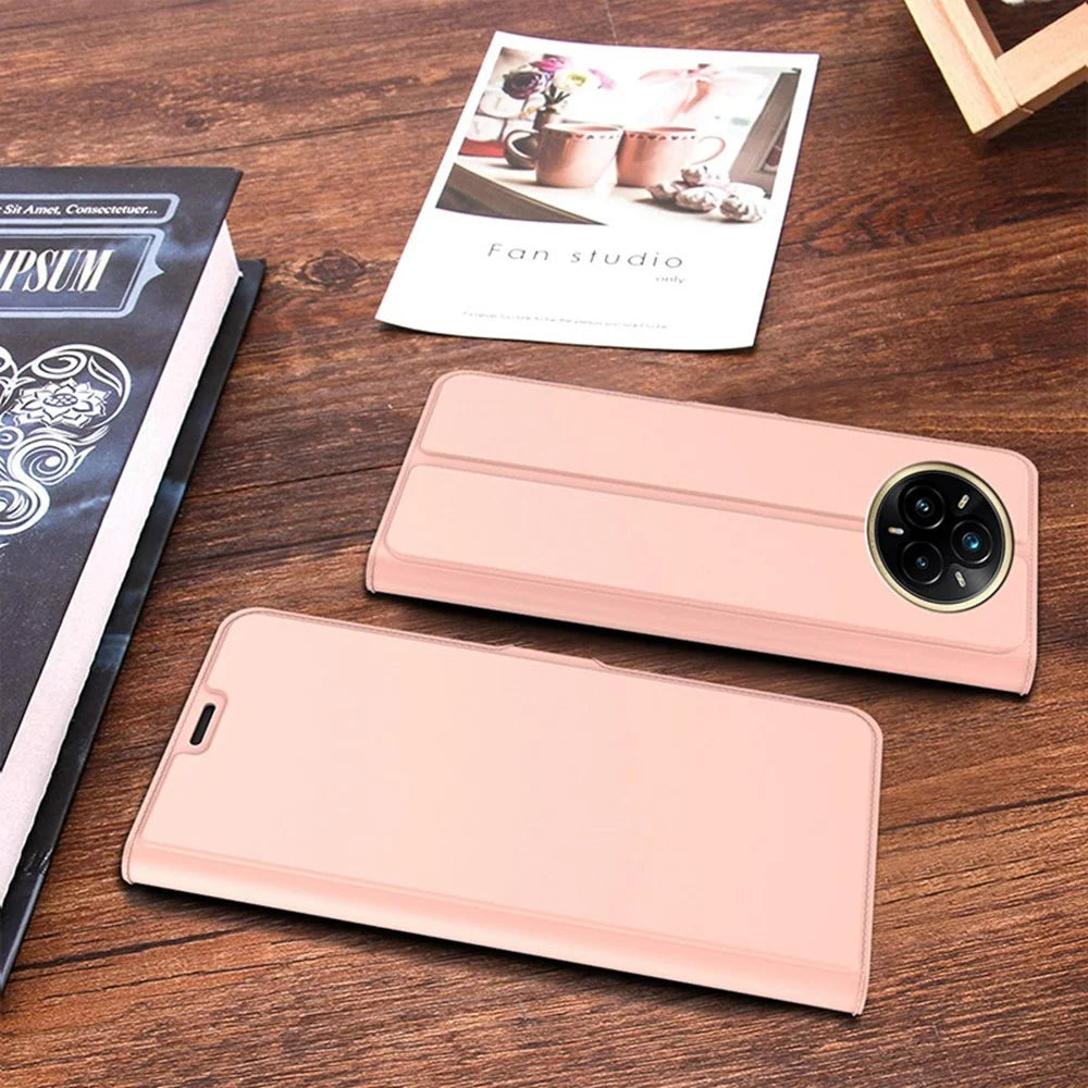 For Realme 14 Pro+ 5G Case Shockproof TPU Inner Shell Leather Phone Cover Card Slot - Rose Gold - 7