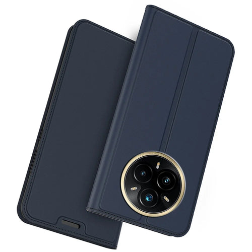 For Realme 14 Pro+ 5G Case PU Leather Phone Cover with Card Holder Stand Magnetic Closure - Blue - 1