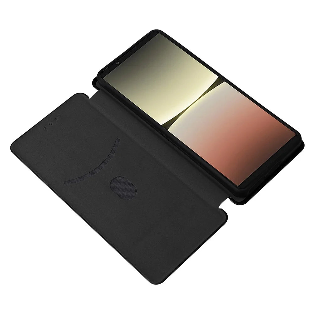For Sony Xperia 5 IV 5G Carbon Fiber Texture Phone Case PU Leather Magnetic Auto-absorbed Stand Card Slot Phone Shell - Black - 2