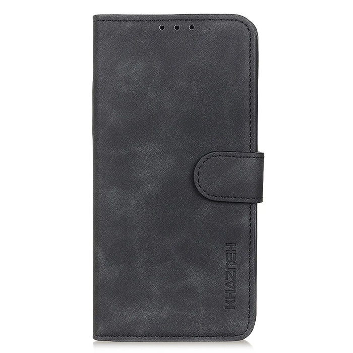 KHAZNEH For iPhone 17e / 16e Case PU Leather Retro Texture Phone Cover - Black - 7