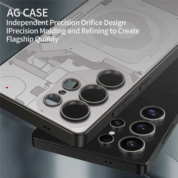 For Samsung Galaxy S24 Ultra Case Circuit Pattern AG Matte Skin Touch PC + TPU Phone Back Cover - Black - 2