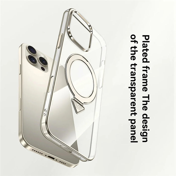 SULADA For iPhone 16 Pro Case Compatible with MagSafe Kickstand Clear PC Phone Cover - Titanium Grey - 2